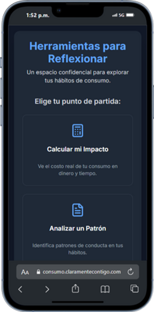 Mockup herramienta de consumo