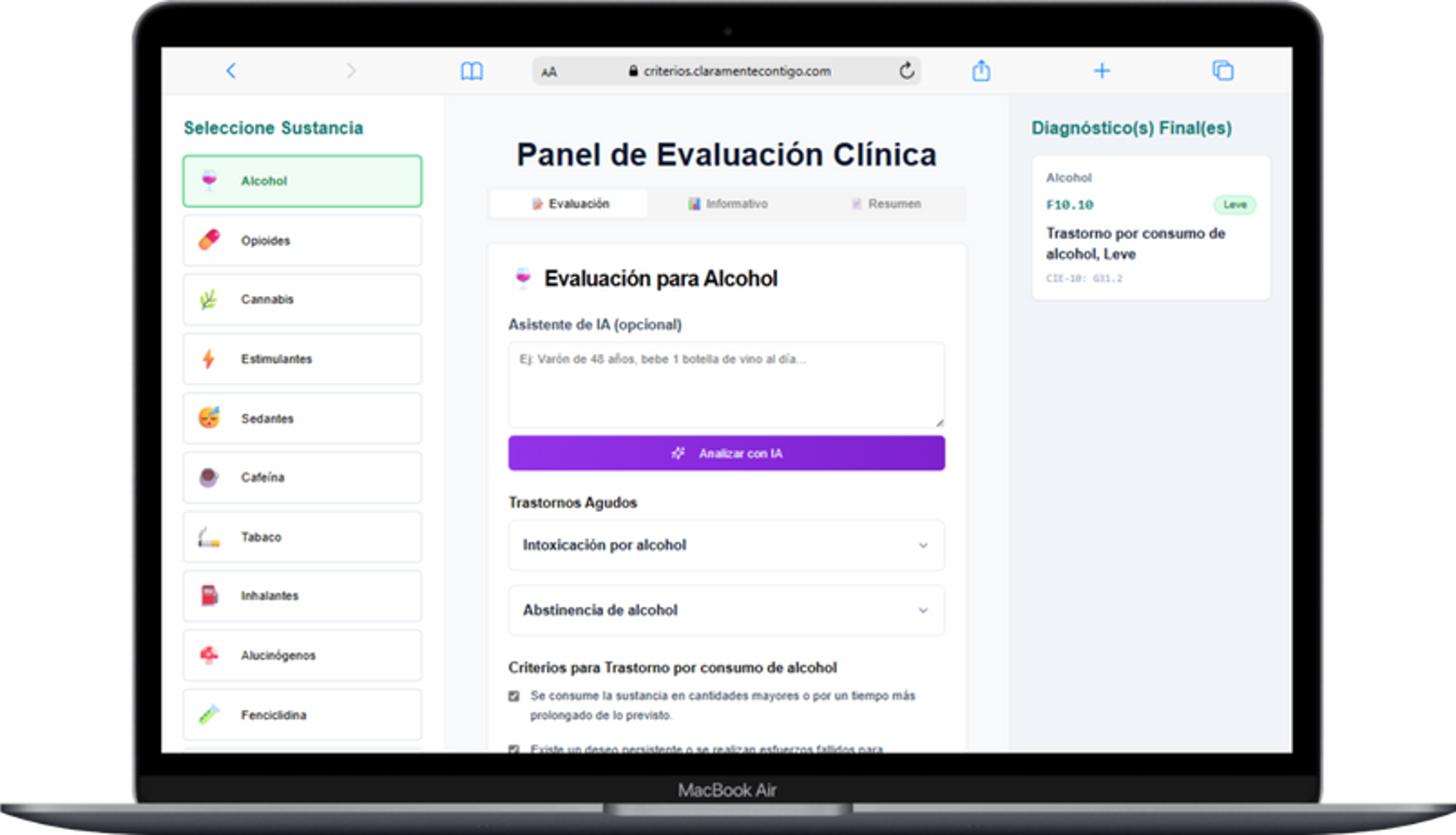 Mockup herramienta de criterios